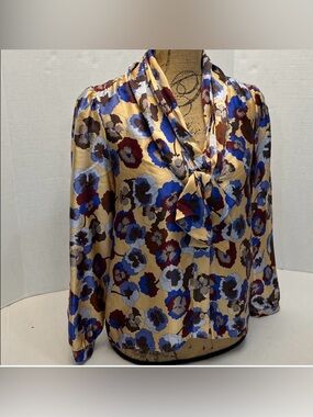 MISSONI SILK BLOUSE FLORAL BUTTON DOWN TOP SMALL